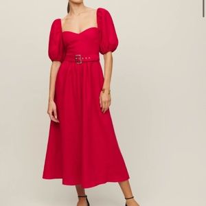 Reformation Tien Cherry Linen Dress sz 10 NWT